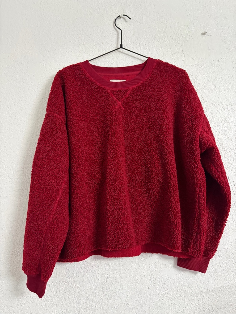 Cozy Women's Burgundy Red Sherpa Pullover Sweater